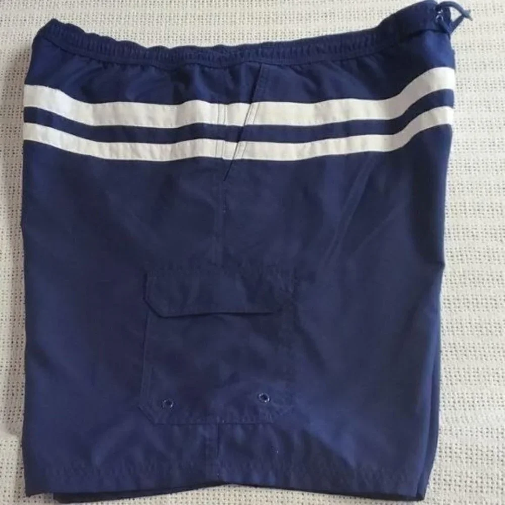 Islander Cinched Lined Striped Sz.‎ L Swim Trunks